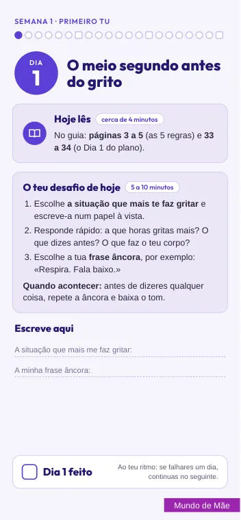Página do desafio: Dia 1, o meio segundo antes do grito