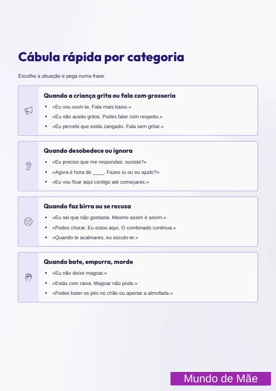 Página do guia: cábula rápida por categoria