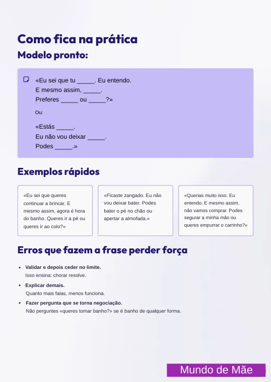 Página do guia: como fica na prática, modelo pronto